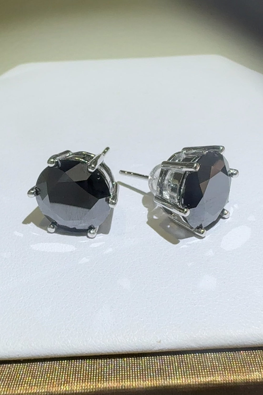 4 Carat Moissanite Black Stone Stud Earrings 925 Sterling Silver Platinum-plated Black One Size dd2ebe45-f8d0-41ae-8954-cab29753d5fd-Max Trendsi