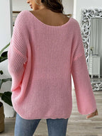 Sweater Heart Embroidered Boat Neck Dropped Shoulder Long Sleeve dd371cc3-480c-4108-b842-97590d062c27-Max Trendsi