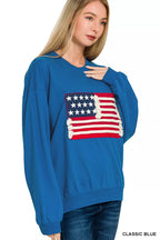 Zenana Women Sweatshirt Blue American Flag French Terry Pullover dd46b319044c49bf8ea61b1672131129-Max-Origin Trendsi