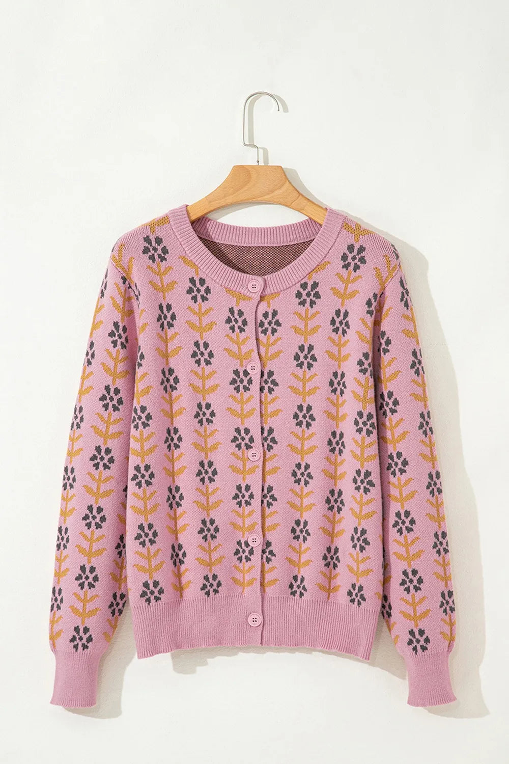 Women's Knit Cardigan Floral Button-Up Long Sleeve Knitwear dd5e46b6-d195-41cf-b97b-fe40bffd4240-Max-Origin Trendsi