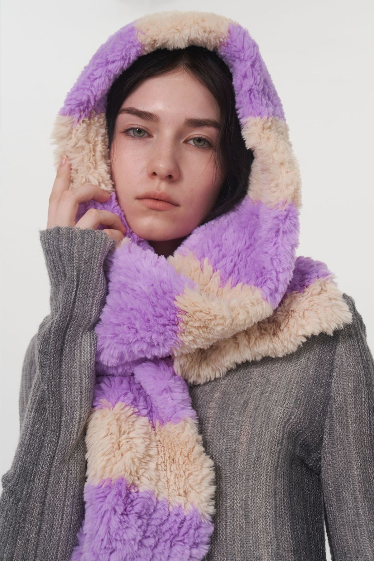 Fuzzy Striped Scarf Contrast Multifunction Head Long Fashion Accessories dd70afba-585a-4396-b86f-561ee78916e7-Max Trendsi