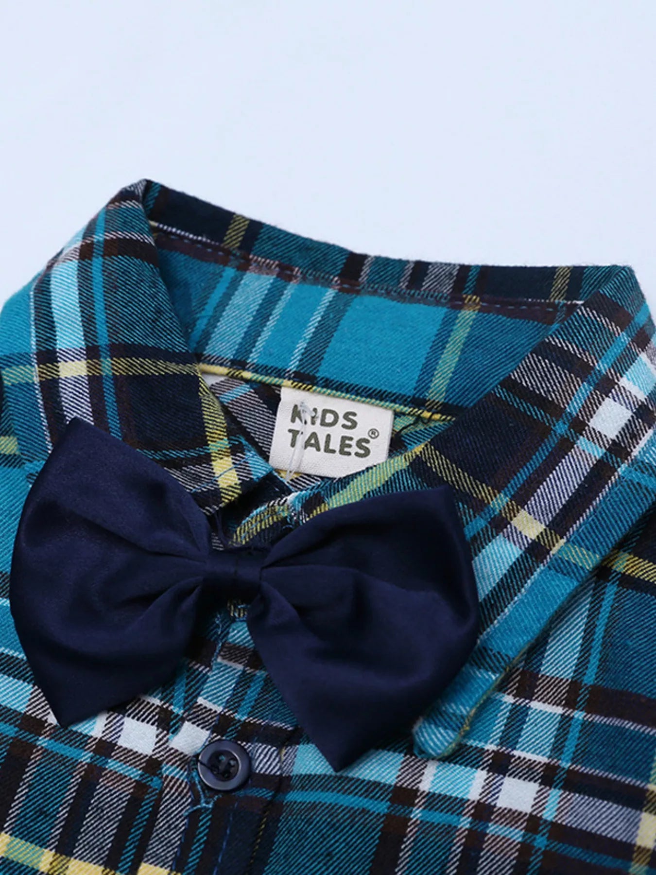 Children's Boy's Set Plaid Shirt & Distressed Jeans with Suspenders