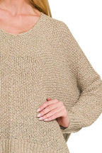Zenana Womens Sweater Light Mocha Dolman Sleeve V-Neck dd9a1f15-1bb3-4c24-b134-e26f64b24d66-Max-Origin Trendsi