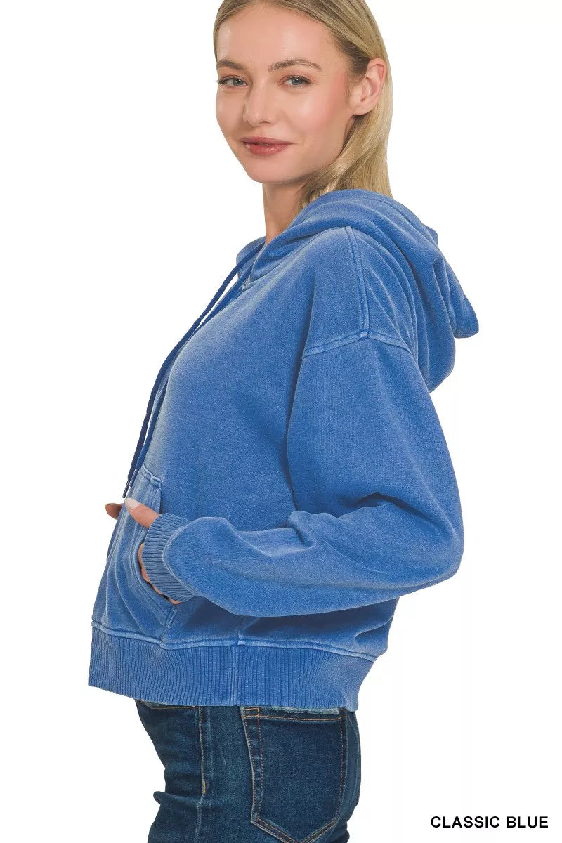 Zenana Fleece Hoodie Classic Blue Pigment Dye Half Zip Kangaroo Pocket Top dda1fd0166264229a5ef9fdf2d046daa-Max-Origin Trendsi