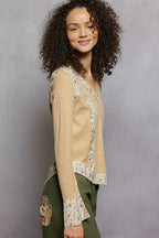 POL Women's Ribbed Top Floral Nude Beige Patch V-Neck Long Sleeve Blouse ddbae13e-0ab8-4ecf-9458-cd2182a4cfff-Max-Origin Trendsi