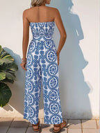 Perfee Jumpsuit Blue Floral Smocked Tube Strapless Wide Leg Belted High Waist ddc3d062-e590-4ac8-8ff6-72222f1bca87-Min Trendsi