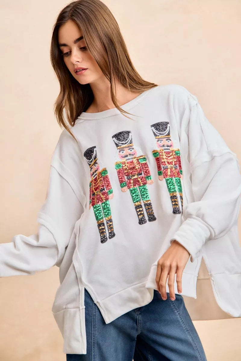 BiBi Sweatshirt Christmas Sequin Nutcrackers Embroidery Oversized Top ddceb540b0594e23b1f0129413a9126f-Max-Origin Trendsi