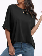 Women T-Shirt Round Neck Half Sleeve Oversized Cotton Blend Basic Style de065fbd-8a68-43b3-b799-5725cd54aa10-Max Trendsi