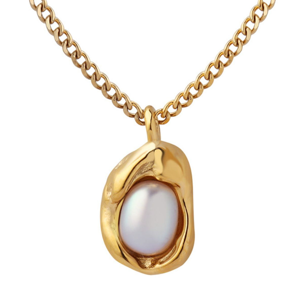 Pendant Necklace 18K Gold-Plated Pearl Gold Titanium steel Chain Jewelry de2110b9-1b7a-49db-a7c4-f72eb3ee1249-Max Trendsi