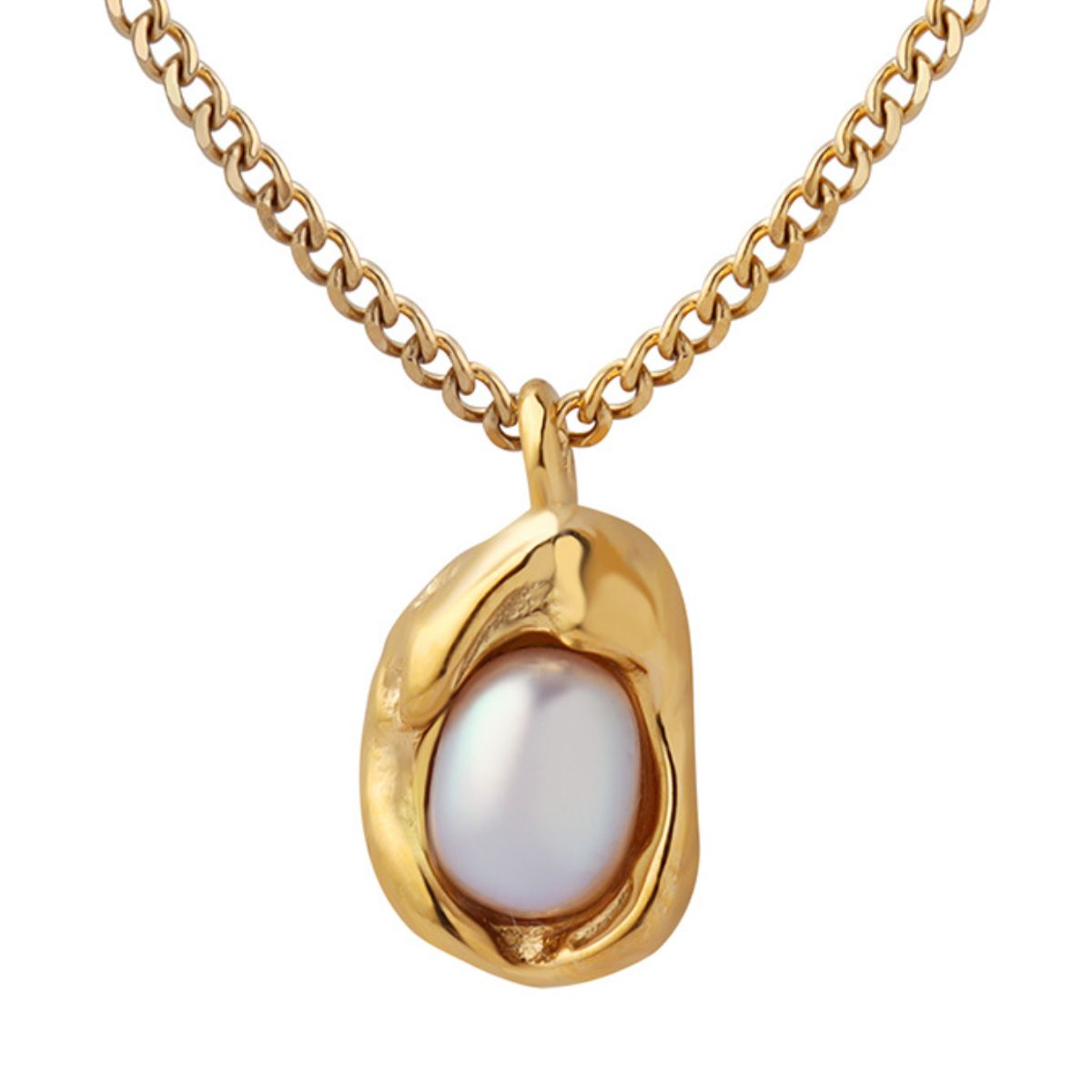 Pendant Necklace 18K Gold-Plated Pearl Gold Titanium steel Chain Jewelry de2110b9-1b7a-49db-a7c4-f72eb3ee1249-Max Trendsi