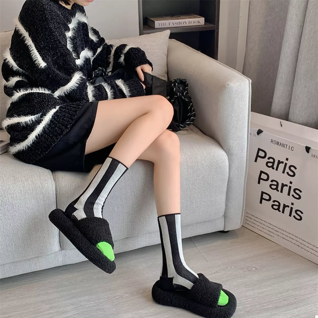 Women's Crew Socks Cotton Contrast Striped Accessories de3e6cbb-d306-42ed-8d63-ce841a7cbe5b-Max-Origin Trendsi