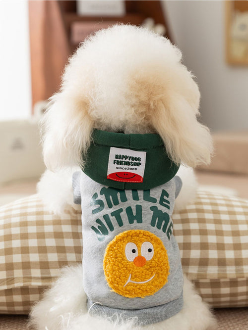 Cute Cartoon Pet Top with Pocket, Polyester, Non-Stretch - Sizes XS to 2XL