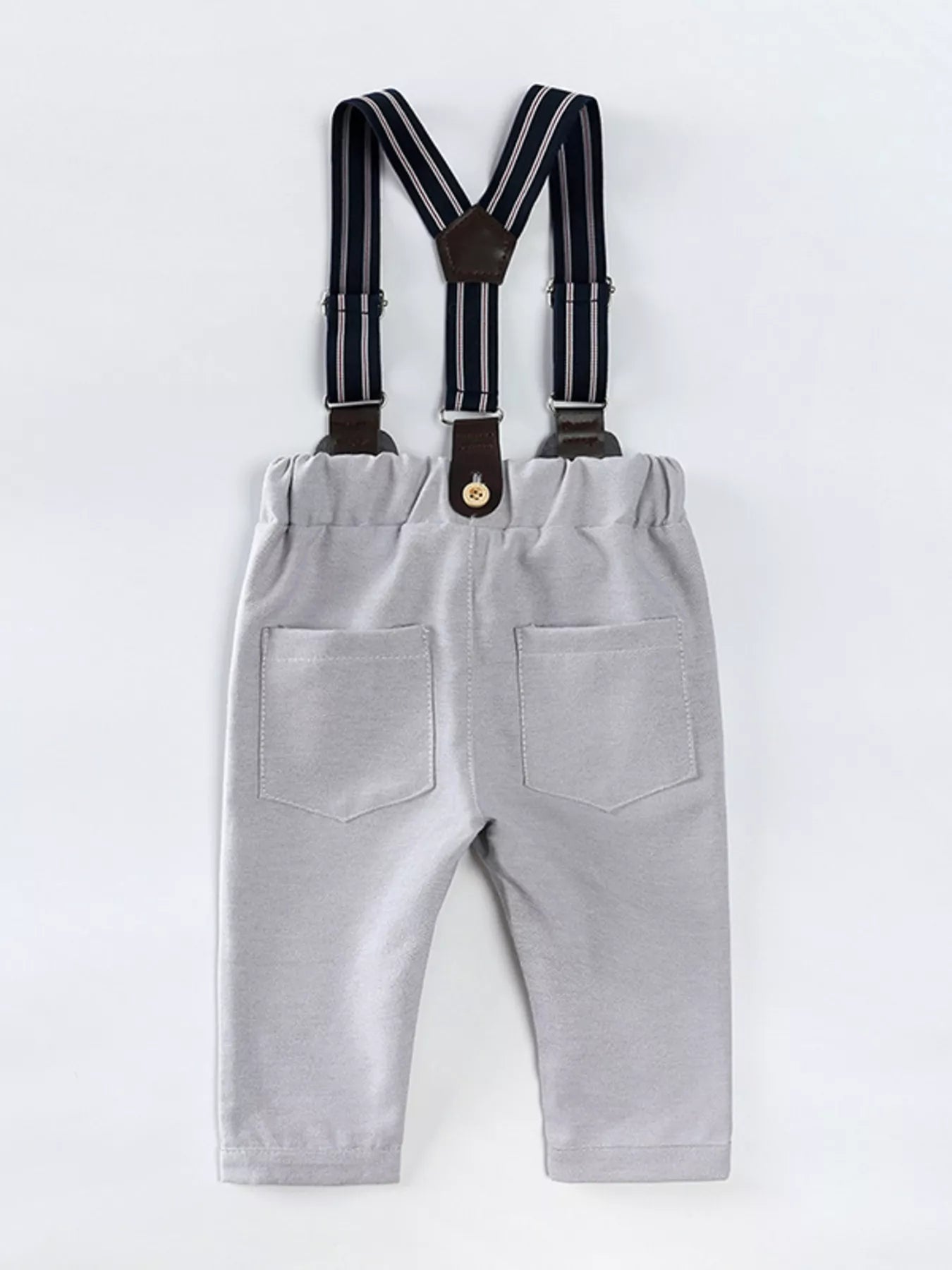 Boy's Outfit Set Cotton Button Up Shirt and Pants Overall 4 Pcs for Children de5a6afc465b4299bb3da27b81abf2c8-Max-Origin Trendsi