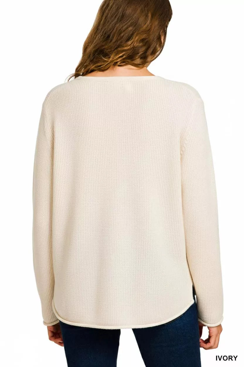 Zenana Women's Sweater Ivor Beach V Neck Knit Top de5aa2d6-3012-4950-a6ff-3072d9a3e6f8-Max-Origin Trendsi