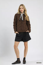 Umgee Women's Sweater Brown Cable Knit Cozy Pullover de779a7c-e9d8-4999-a3bd-7fef40e43bff-Max-Origin Trendsi