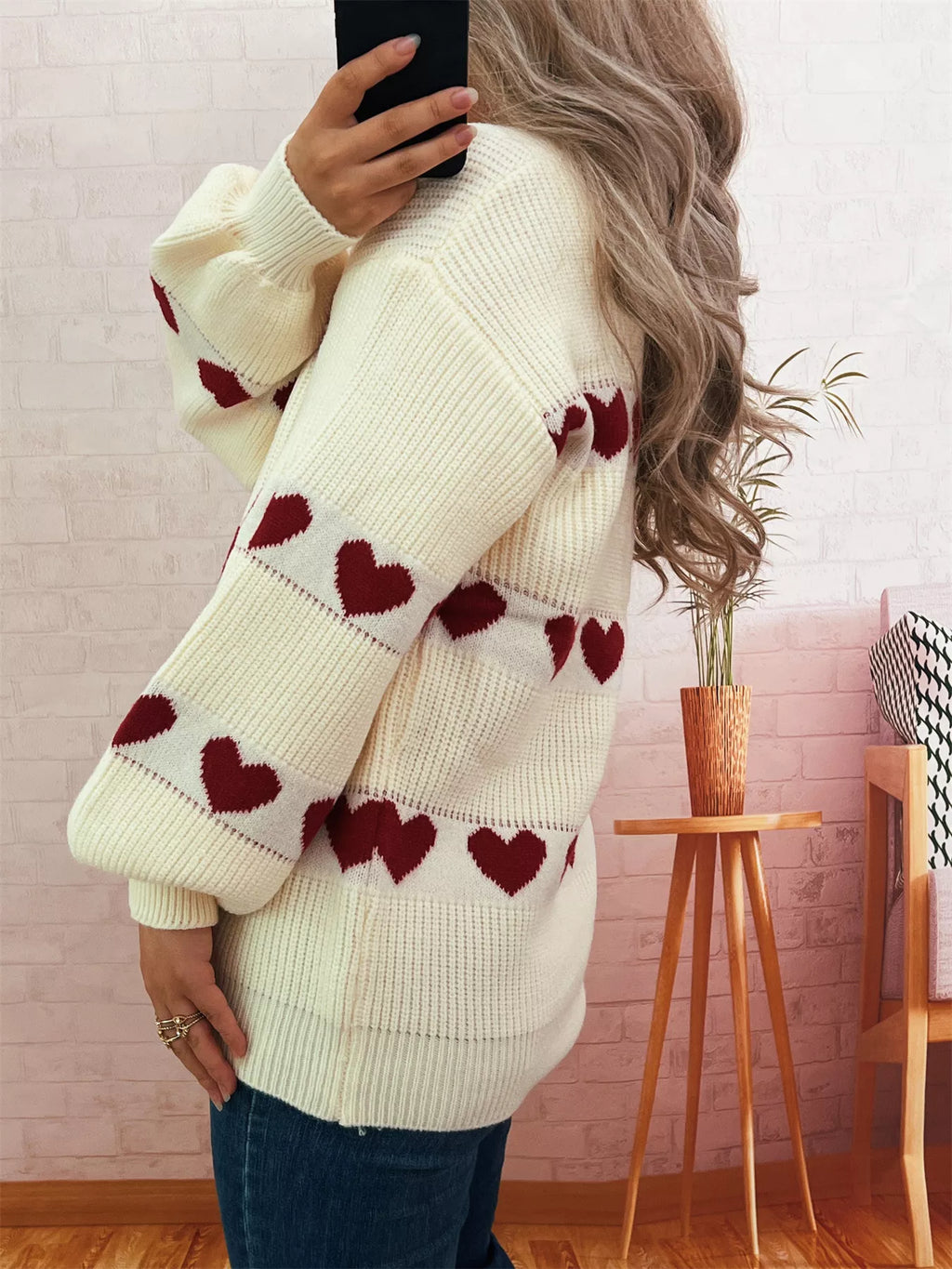 Women's Sweater Heart Pattern Dropped Shoulder Long Sleeve Puulover de8863ca34a9454db23158c8e86c1361-Max-Origin Trendsi