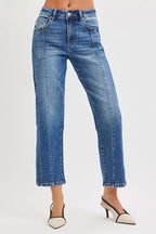 RISEN Womens Straight Jeans High Rise Crop Dark Wash Denim Pants de8be5268cfb4c83af4e61b70a18432c-Max-Origin Trendsi