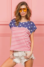BiBi Cotton T-shirt US Flag Star Rpinted with Stripe Combo Top de8fcdf2b11f4af394d25951c9018347-Max-Origin Trendsi