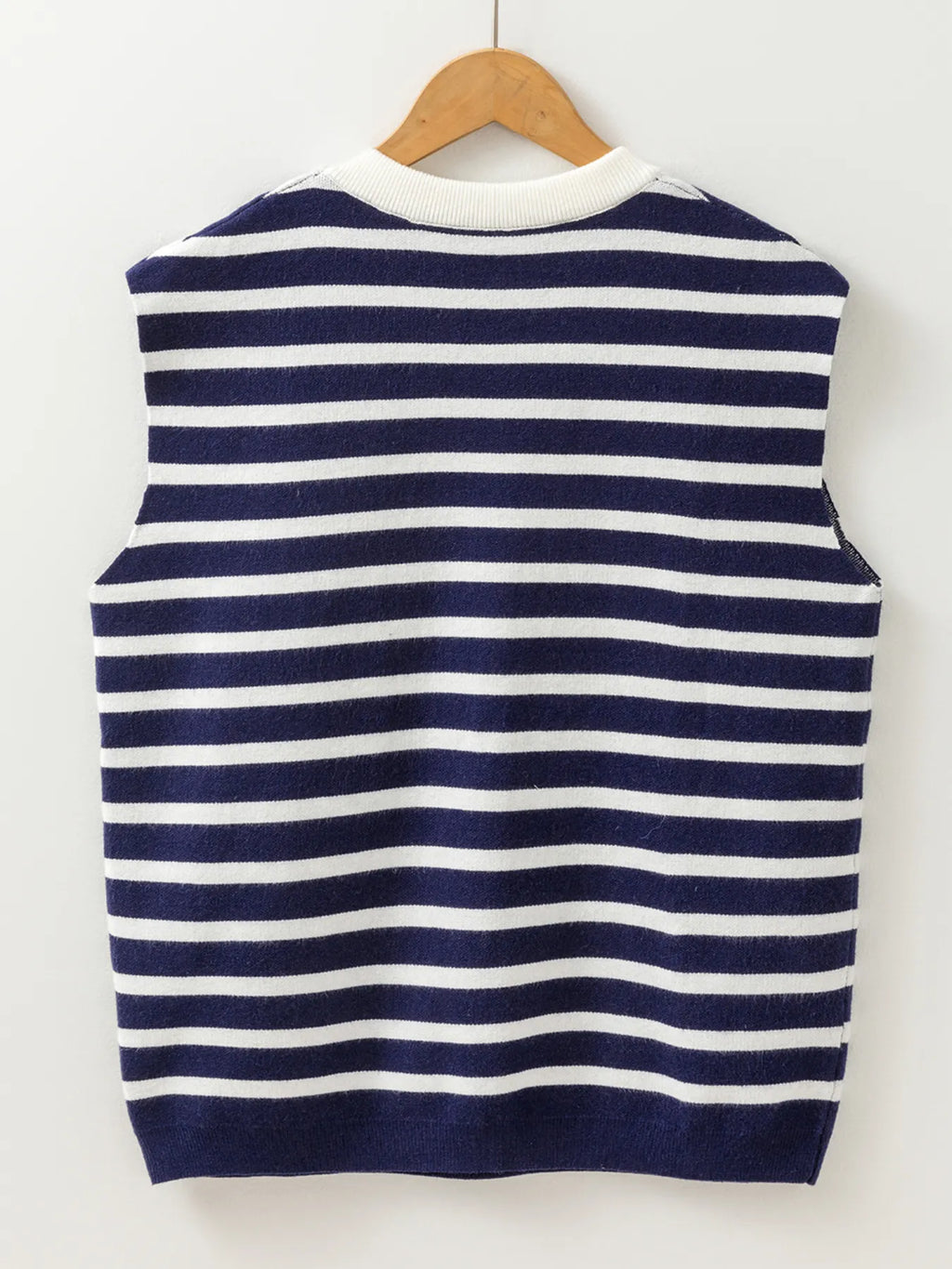 Women's Sweater Vest Navy Stripe Knitted Bow Decor Sleeveless Knit Top de9800ef60094c6ab306ba59c0e54cc9-Max-Origin Trendsi