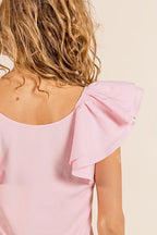 BiBi Ribbed Top Light Pink Wide Layered Ruffle Sleeve Scoop Neck Blouse dea83165c5f44a97815efec8ff8624b9-Max-Origin Trendsi