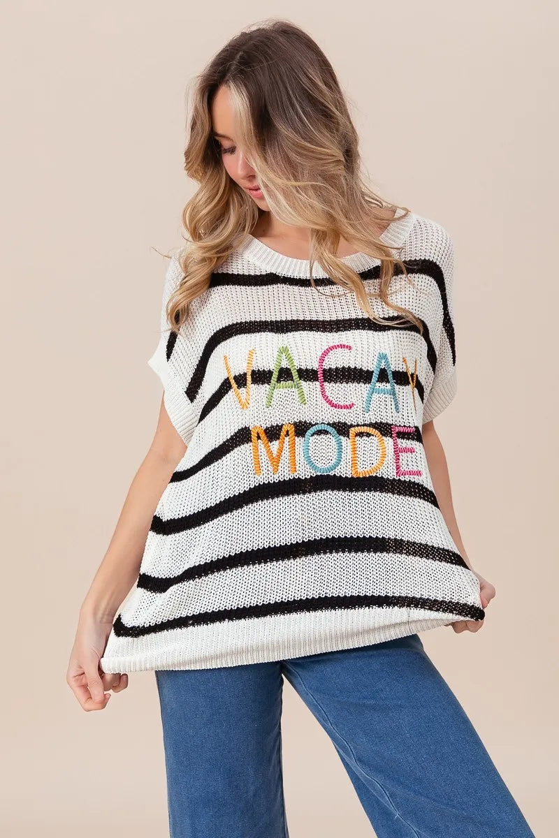 BiBi Knit Top Vacay Mode Embroidery Drop Shoulder Striped Sweater dec0a41b08e248abae23d0c5f363b381-Max-Origin Trendsi
