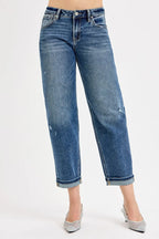 RISEN Boyfriend JeansWomen's Low Rise Cropped Dark Wash Denim Pants decdba3feb804215841fd40574470543-Max-Origin Trendsi