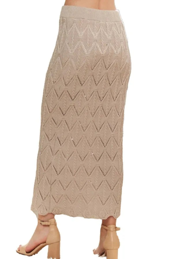 ADORA Skirt Knit Midi Pencil Beige Scallop Trim Detail Cable-Knit df05e729a8c346a09ebb50d99948e1b9-Max-Origin Trendsi