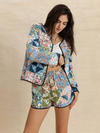 Outfit Set Floral Quilted Jacket Long Sleeve Outerwear and Shorts 2 Pcs df0603f8-0900-4278-ba70-65171a3b43ce-Max Trendsi