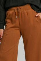 Umgee Women Pants Terracotta Wide Leg Drawstring Waist with Pockets df0f844a-2dba-4513-bded-e67ecfe9f9b7-Max Trendsi