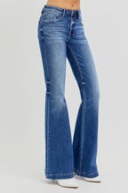 RISEN Low Rise Flare Jeans with Pockets Denim Pants df33ae75-2ef5-48d2-b9b1-3d37abc5570b-Max Trendsi