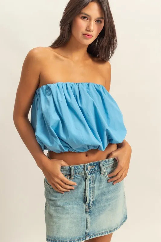 Trendy Strapless Bubble Top