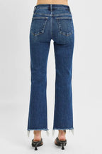 RISEN Crop Jeans Tummy Control High Rise Dark Straight Raw Cut Hem df52bf08109645068b250a0f77cfa939-Max-Origin Trendsi
