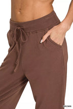 Zenana Womens Joggers Brown Drawstring Cotton with Pockets df6a1fd02200421ba7774523808cf19b-Max-Origin Trendsi