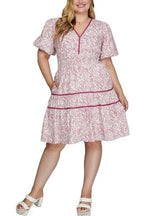 She+Sky Mini Dress Berry Floral Printed V Neck Puff Short Sleeve Tiered Plus Siz df7856f4-0ad8-4e95-9999-812edf7cdb6f-Min Trendsi