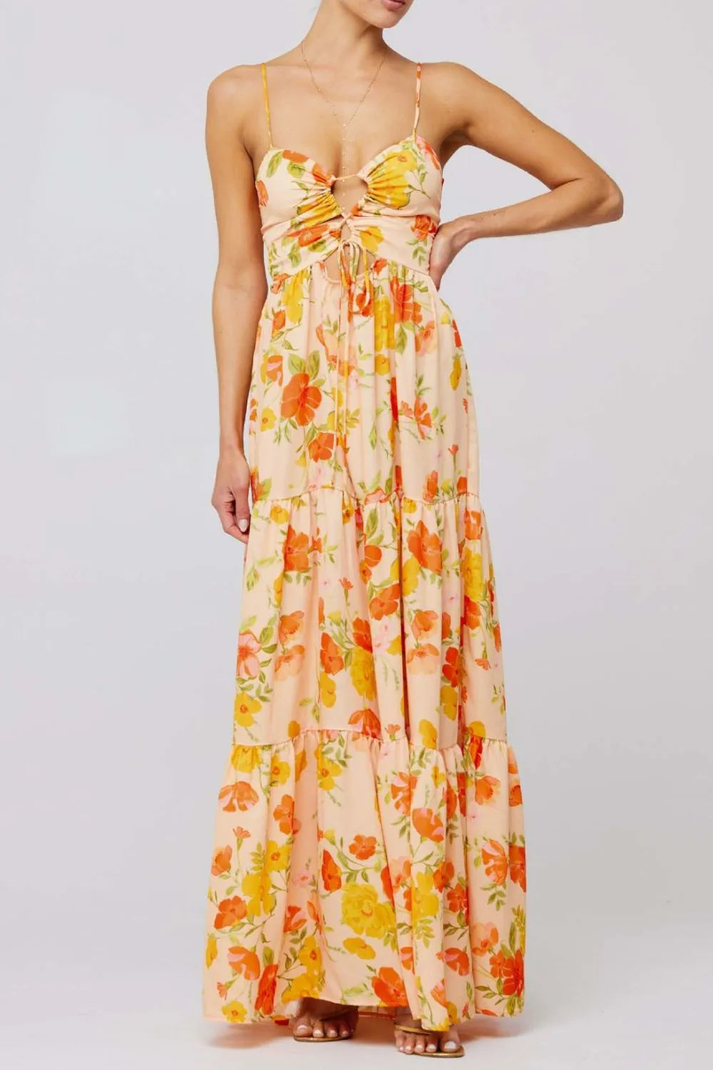 Maxi Dress Floral Print Tie Front Cutout Tiered Ruffle Party Dresses df9abbc6-84dc-4734-a9ad-c0a40cfa6606-Max-Origin Trendsi