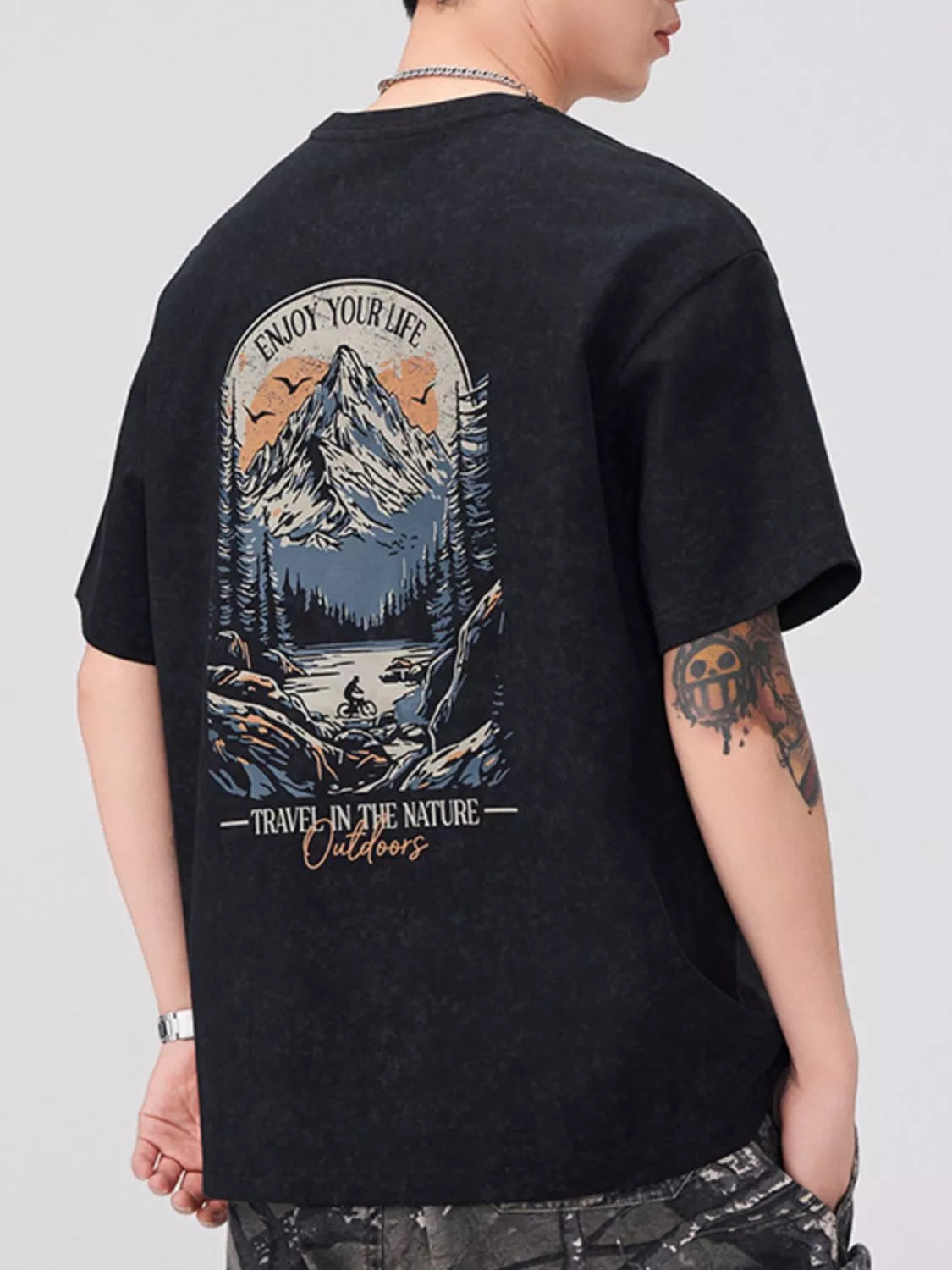 Men's T-Shirt Cotton Black Graphic Round Neck Short Sleeve Oversized Top Black dfa8456a-f871-46ce-ae6b-ed5b9968c041-Max-Origin Trendsi