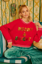 BiBi Christmas Theme Sweater Sequin Lattering Womens Red Knit Pullover dfaf7b1289124c329d6b1ada8921ff92-Max-Origin Trendsi