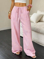 Drawstring Wide-Leg Pants with Pockets