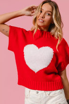 BiBi Valentines Sweater Red Rib Top White Banded Heart Pattern dfbe4f7de9904e5eacd7d155cf2f020e-Max-Origin Trendsi