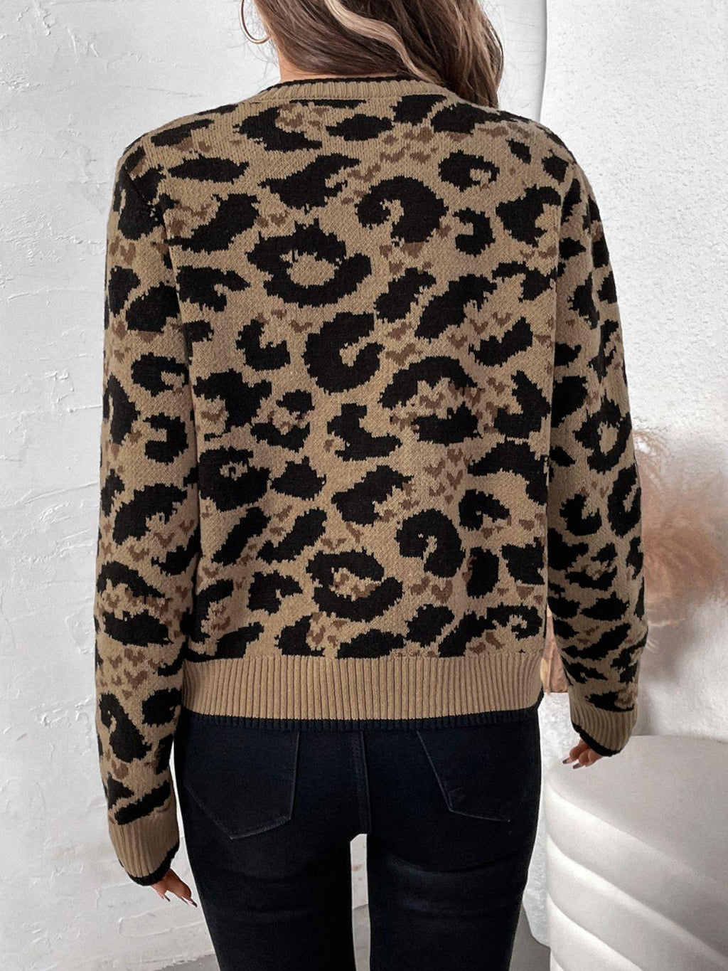 Leopard Cardigan Perfee Bow Tied Closure Long Sleeve Knitwear dfbe7889-8329-4fc3-929b-0f4bdd4125ed-Max Trendsi