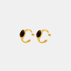 Stainless Steel C-Hoop Earrings Natural Tiger's Eye dfbfe01a-0037-44e1-bea1-060243a660c5-Max Trendsi
