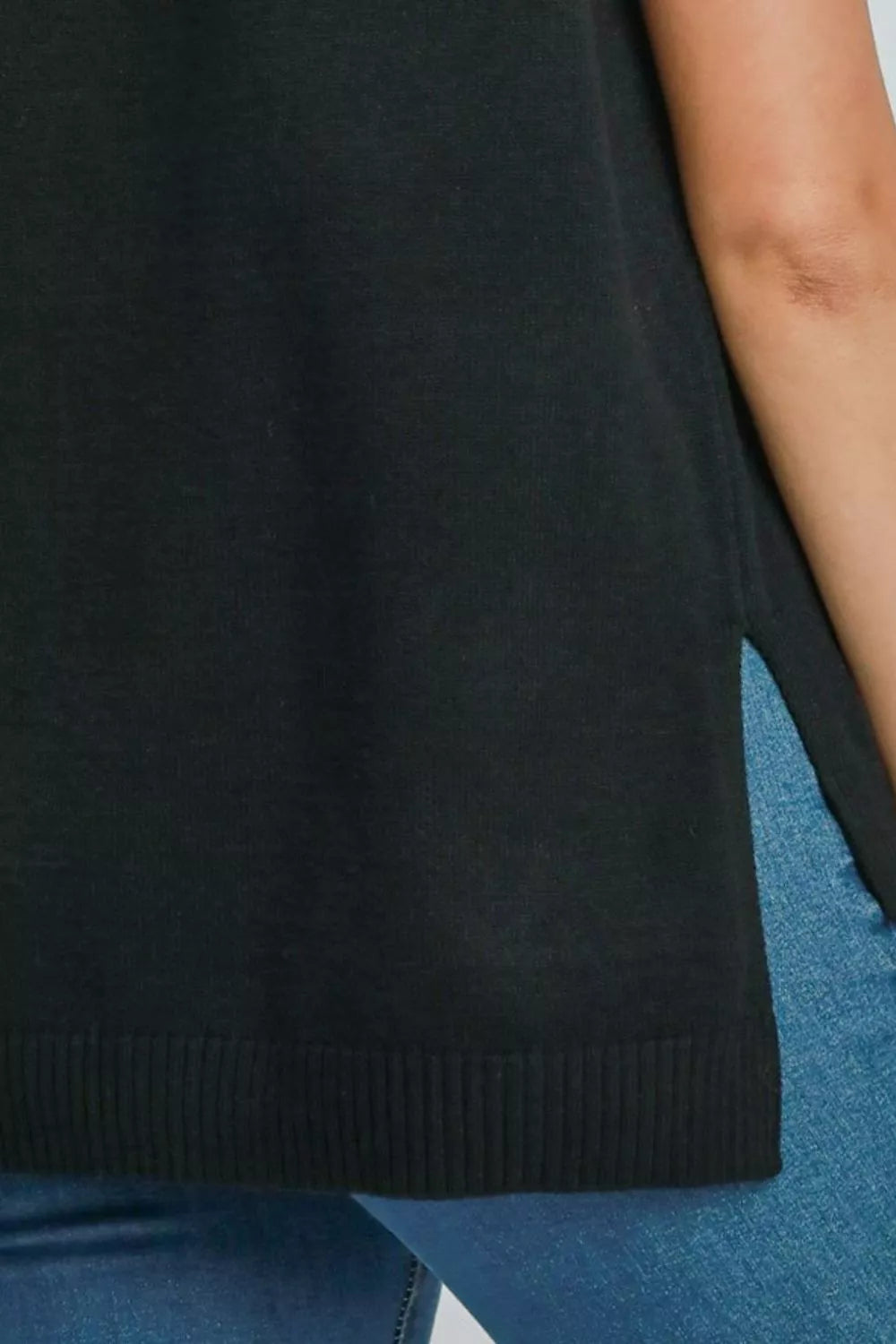 Umgee Sleeveless Turtleneck Sweater Top Black High-Low Basic Style dfc4a17d-5d54-43a3-b990-4197cd8d4430-Max-Origin Trendsi