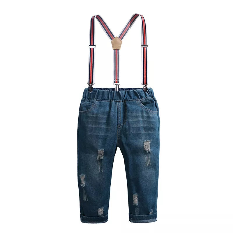 Children's Boy's Set Plaid Shirt & Distressed Jeans with Suspenders dfc5ba8d-a513-48ce-bd74-f5a8a71cc6dd-Max-Origin Trendsi