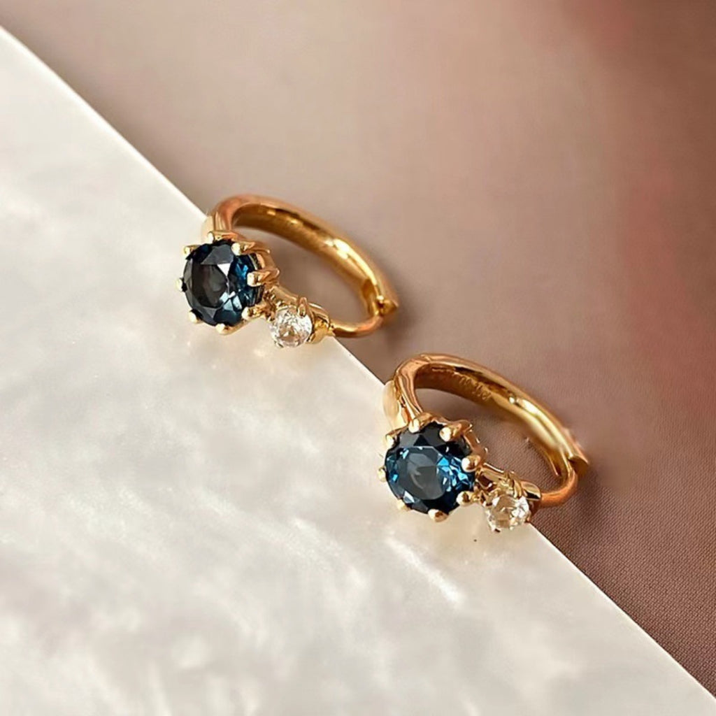 925 Sterling Silver Zircon Hoop Earrings with 18K Gold Plating