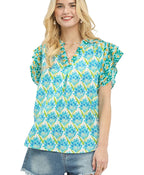Umgee Double Frill Sleeve Floral Blouse