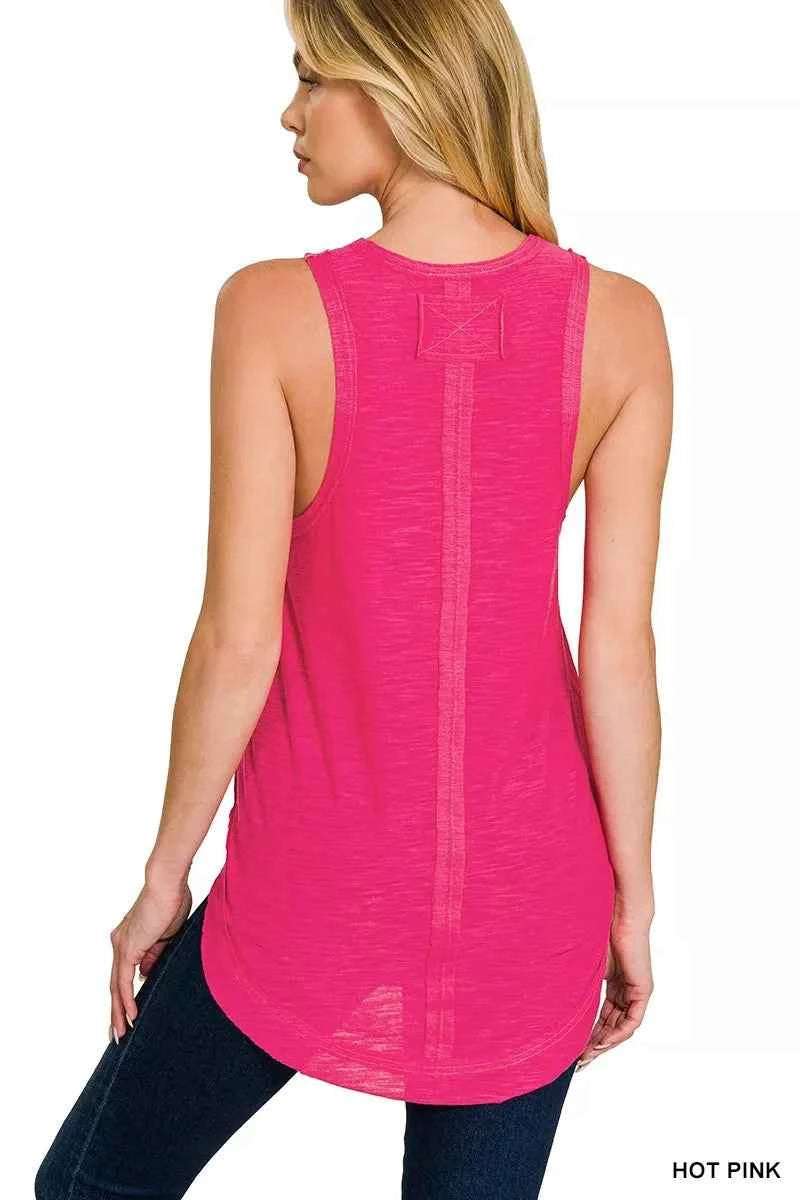 Zenana Curved Hem Slub Tunic Tank