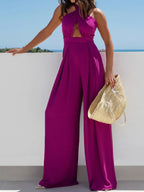 Women's Jumpsuit Wide Leg Cutout Halter Neck Backless Zipper Overall e03f72fe-5bdc-4153-bb8d-104606dcdd71-Max-Origin Trendsi