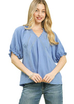 Umgee Cotton Gauze Ruffle Top