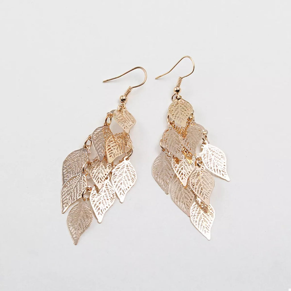 Women's Earrings Leaf Dangle Zinc Alloy Silver-plated Jewelry Gold One Size e0857902-835d-467a-87a4-5f22a9fb7f86-Max-Origin Trendsi