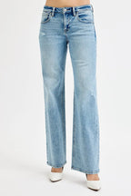 RISEN Boyfriend Jeans Women's Low Rise Ankle Distressed Medium Wash Denim e086986d511440258f6e264755cf7a26-Max-Origin Trendsi